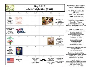 May 2017 Adults Night Out North May 2017 schedule family services respite