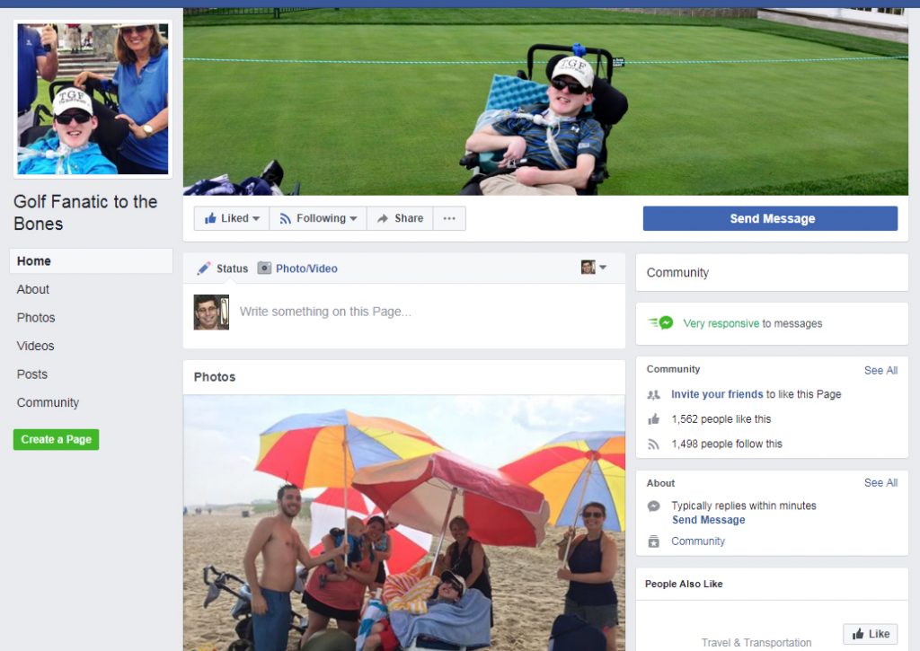 Dave Finn, man with disability who loves golf, has a Facebook Fan Page