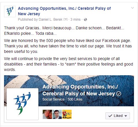 Advancing Opportunities Facebook page header 500 followers