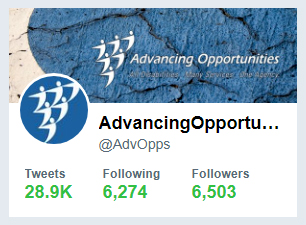 Advancing Opportunities Twitter page header 6500 followers