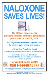 N J D H S poster urging people to get naloxoneNaloxone opioid addiction New Jersey